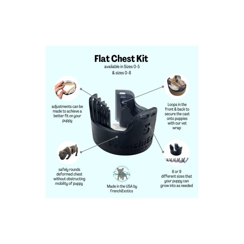 Newborn Puppy Flat Chest Kit, Whelping Essential, Sizes 0-8