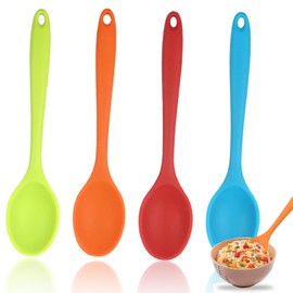 4 Piezas Cucharas De Silicona Para Cocinar, Cucharas De Cocina, Cucharas Para Cocina, Adecuado Para Mezclar, Mezclar, Degustar, Girar y Servir Alimentos