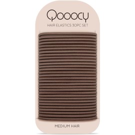 Qooocy No Damage Elastic Hair Ties, 4mm Thick Rubber Bands for Women & Kids, Perfect for Ponytails, Braids & All Hair Types, 30 PCS, Brown