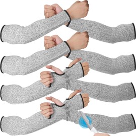Chuarry 4 Pairs Cut Resistant Sleeves Thin Arm Protectors Arm Guard for Thin Skin and Bruising Sleeves for Men Women(Gray)