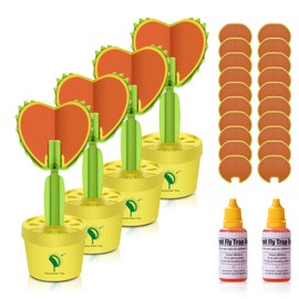 Fruit Fly Trap for Indoor, Fruit Fly Sticky Traps Gnat Trap for House Indoors with 20Pcs Sticky Pads & Attractant, Fly Trap for Home Kitchen Plant 4 Packs (4)