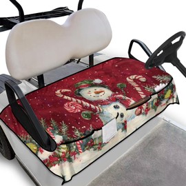 Oramclsy Snowman Golf Cart Seat Covers with 4 Convenient Pockets,Golf Cart Seat Blanket/Towel for Club Car,Golf Cart Seat Accessories,All Season Using Christmas Decor