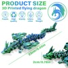 TEAONE 3D Printed Dragon, Flying Dragon with Wings for Party