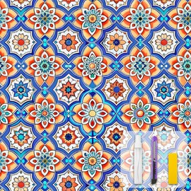 Window Privacy Film Stained Glass Decorative Window Tint for Home Room Decor Static Cling Frosted Window Film Blackout Bathroom Bedroom Car Renter Friendly(Moroccan Garden Frosted Film)