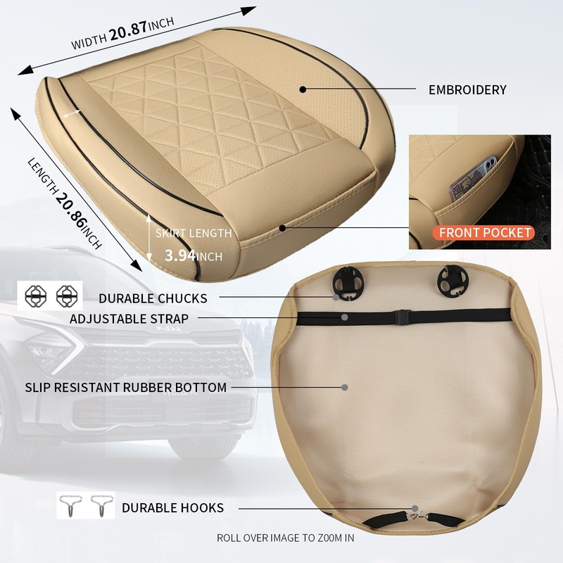 WinxMatrs Leather Front Car Seat Cover - Bottom Car Seat