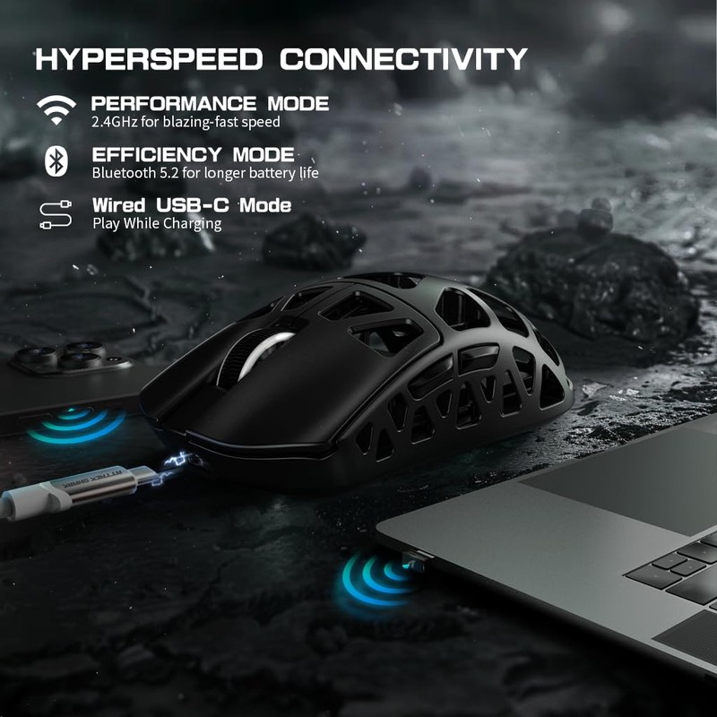 ATTACK SHARK R3 46g Superlight Magnesium Alloy Wireless Gaming Mouse,
