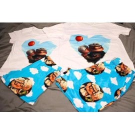 Couples Pajama Set Matching Men and Women Sleep Shorts Sleep Shirt Cartoon Cute