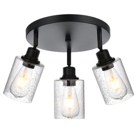 PENDRION 3 Light Modern Track Lighting with Flexibly Rotatable Light Head, Black Track Lighting Fixtures Ceiling Industrial Kitchen Round Ceiling Spotlight for Home Dorm Dining Room Hallway Closet