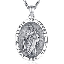 CELESTIA Cross Necklace Men Women 925 Silver Jesus Saint Christopher Pendant Orthodox Cross Crucifix Chain Men's Necklace Christian Gifts, Sterling Silver Stainless Steel, No Gemstone