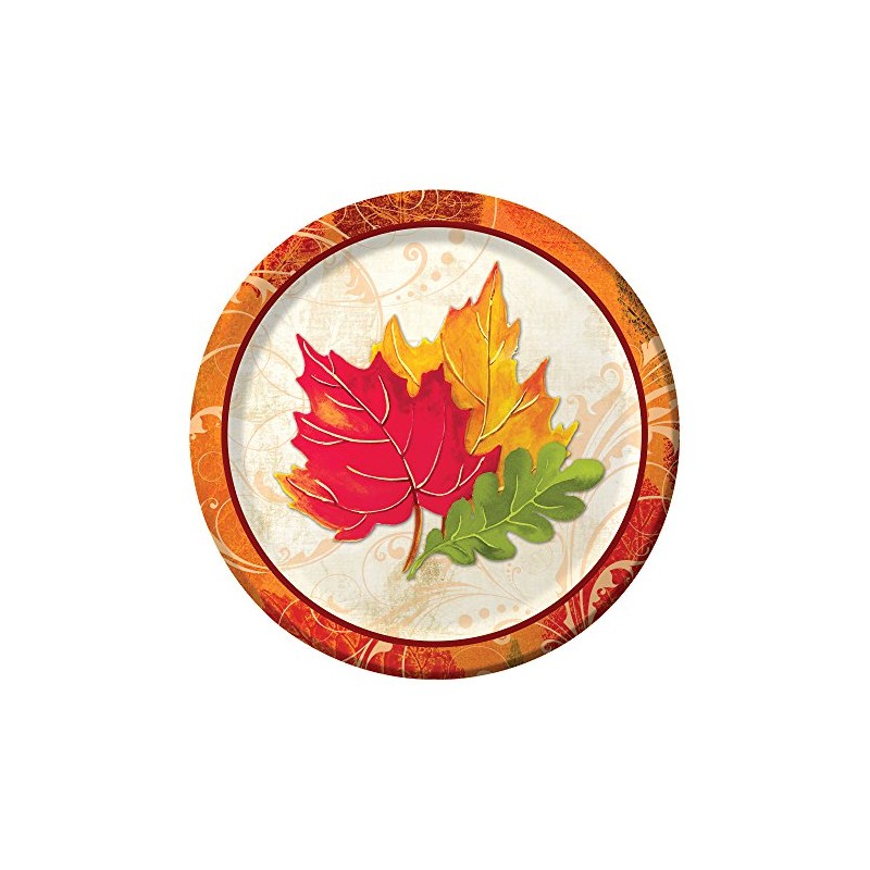 Sturdy Style Paper Dessert Plates, Fall Flair, 8-Count