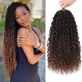 QIDESHENG 24" Goddess Locs Crochet Hair Extensions - 8 Packs Pre-Looped Faux Locs with Curls, Boho Braided Synthetic Hair for Black Women（TB/30）