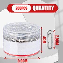 200PCS Paperclips，29MM Silver Metal Clamps，200 Clips/Box，Metal Paper Clips for Paperwork, Home, School,Office Supplies,Teacher Supplies, School Supplies