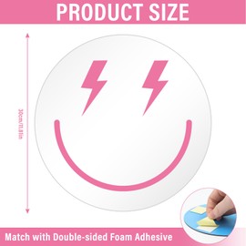 DARENYI Pink Preppy Room Decor for Teen Girls, 12 inch Smile Face Mirror Round Preppy Mirror Smiling Face Mirror Acrylic Mirror Tile Wall Mounted Mirror Circle Aesthetic Mirror for Bathroom Bedroom