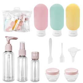 Newpop 11 Piece Travel Bottle Set, Travel Bottles for Filling Cosmetic Liquids, Leak-Proof Refillable Travel Container, Toiletries with Toiletry Bag for Shampoo, Cream, Conditioner, Lotion