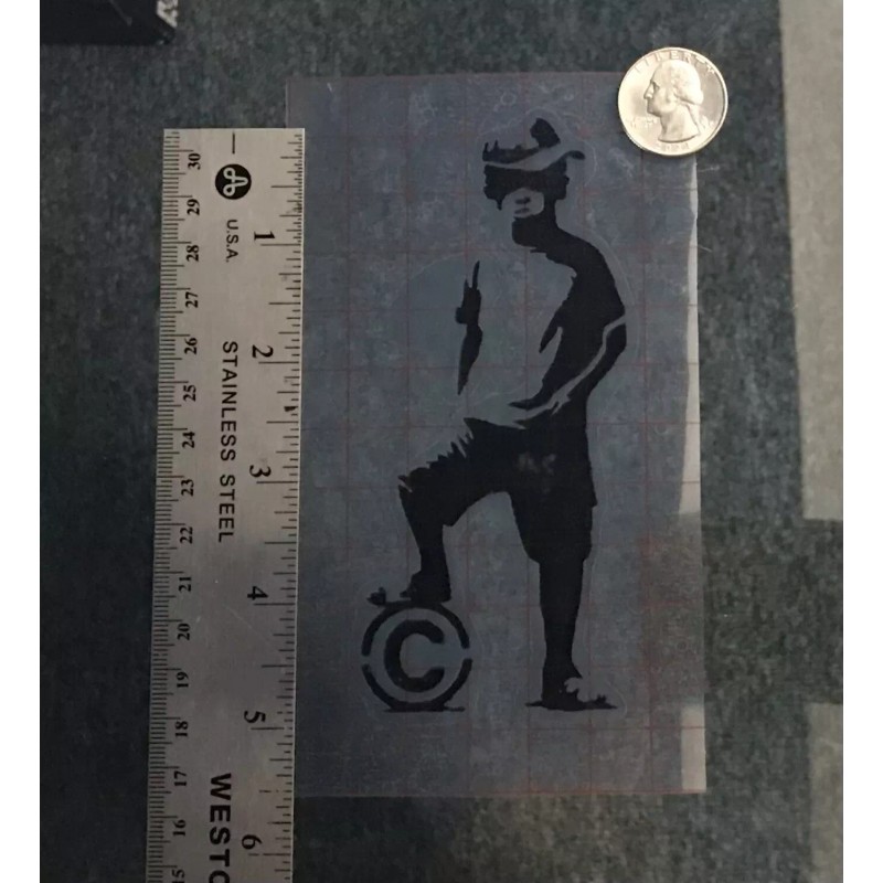 Unbranded Banksy Boy With Ball BLACK vinyl decal weatherproof dishwasher-saf