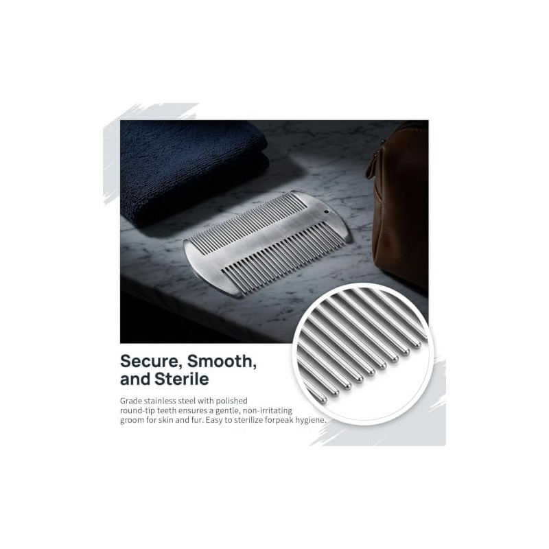 2Pcs Stainless Steel Beard Comb Credit Card Size Men Anti-Static