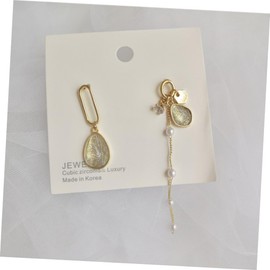 OATIPHO Chic Asymmetrical Pearl Crystal Earrings Fashionable Decorative Ear Jewelry for Women Perfect Present