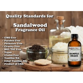 Essential Depot Sandalwood Fragrance Oil - Supplied in 4 oz. Amber Glass Bottle with Black Phenolic Cone Lined and Safety Sealed Cap