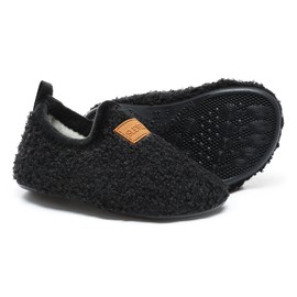 ditont Toddler Slippers Non-Slip Lightweight Indoor Winter Fuzzy Warm Kids Grip First Walking House Home Floor Shoes for Boy Girl (dt191005Black19)