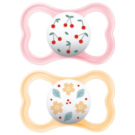 MAM Air Soothers Set of 2 Rubber with Dummy Box, 16+ Months, Pink