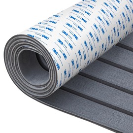 Fullfire EVA Foam Boat Flooring Sheet – Faux Teak Marine Decking with Adhesive Backing, Non-Slip Waterproof Boat Deck Pad for Yacht, RV, Jet Ski, Kayak – Easy to Install & Cut (Grey, 94" x 16")
