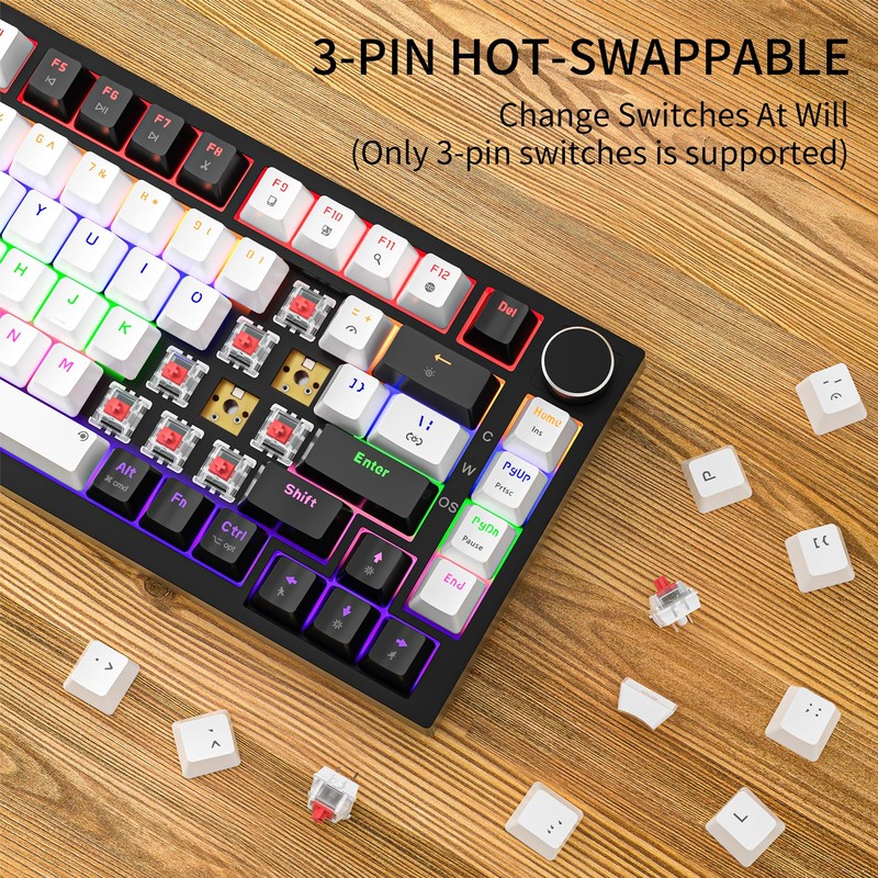 Newmen GM326 Wired Mechanical Keyboard,75% Percent Mini Backlit Hot Swappable
