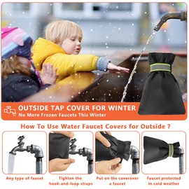 Outside Tap Covers for Winter 1 Pack Large Outdoor Tap Cover Insulated Protector with Reflective Strip Waterproof Garden Tap Covers for Outdoor Taps Protects Your Tap from Freezing Bursting
