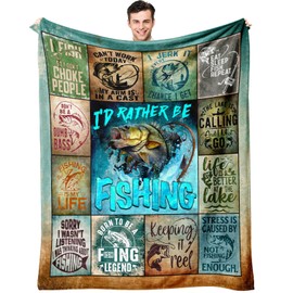 KJACGAD Fishing Gifts for Men, Fishing Gift Throw Blankets 50" x 60", Gifts for Men Who Love Fishing, Gifts for Fishing Lovers, Fishing Gifts for Dad/Grandpa, Best Gifts for a Fisherman