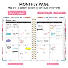 2026 Planner, Weekly and Monthly Calendar Planner for Women, Jan 2026 - Dec 2026, Hardcover Planning Agenda book with Tabs, Spiral Bound, Inner Pocket, Perfect for School Office Supplies, 6.3" x 8.5" - Bloom Floral