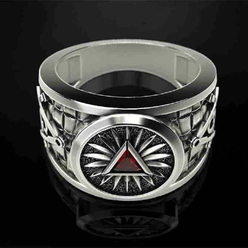 PikaLF Masonic Ring for Men, Crystal Triangle Masonic Ring, Freemason