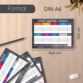 younikat 4er Set Stadt Land Fun Blöcke I DIN A6 I 50 Blatt je Block I Reisespiel in Taschengröße I für Kinder und Erwachsene I zum Beschreiben und abreißen I dv_881