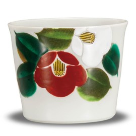 Sobachoko Stylish Kutani Ware Soba Boar Mouth, Red and White Tsubaki Pottery, Japanese Tableware, Made in Japan