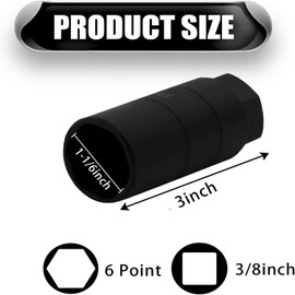 1 PC Car Oil Pressure Switch Socket, 3/8" Drive or 1-1/8" Hex Oil Pressure Sending Socket for 1" and 1-1/16" Switches 1/2" Chamfered Square Driver, Universal Disassembly Tool for Car (Black)