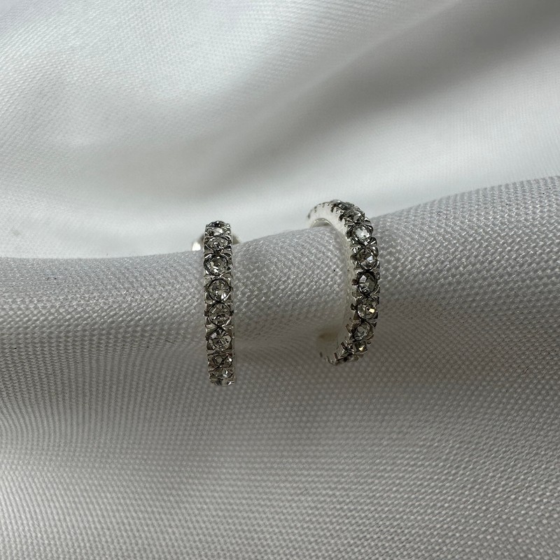 9ct White Gold 12mm Hoop Sleeper Earrings