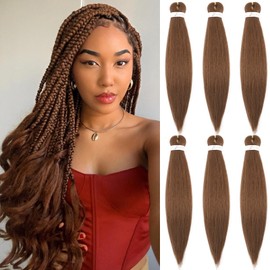 20 Inch Braiding Hair 20 Inch Hair Pre Stretched for Braids 6 Packs Hair Extensions for Braids Kanekalon Braiding Hair Pre Stretched (30#, 20 Inch,6 Packs)