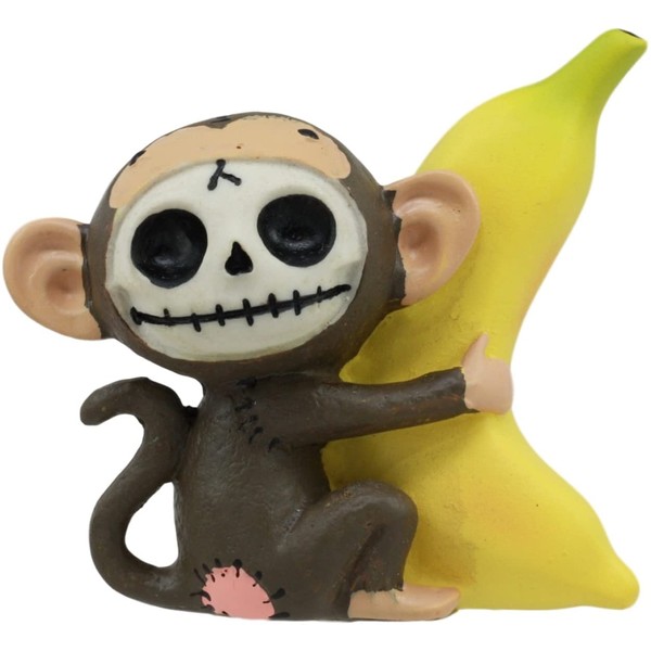 Ebros Gift Furrybones Baby Munky Monkey Loves Banana Voodoo Skeleton