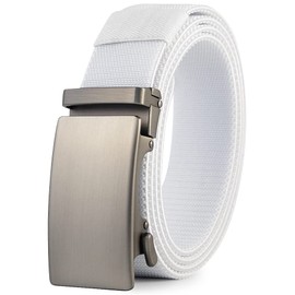 DOOPAI Men's Belt, Elastic Golf Belt for Men, Nylon Ratchet Belt, Men's Belt, Casual, Adjustable Trim to Fit, 3 White