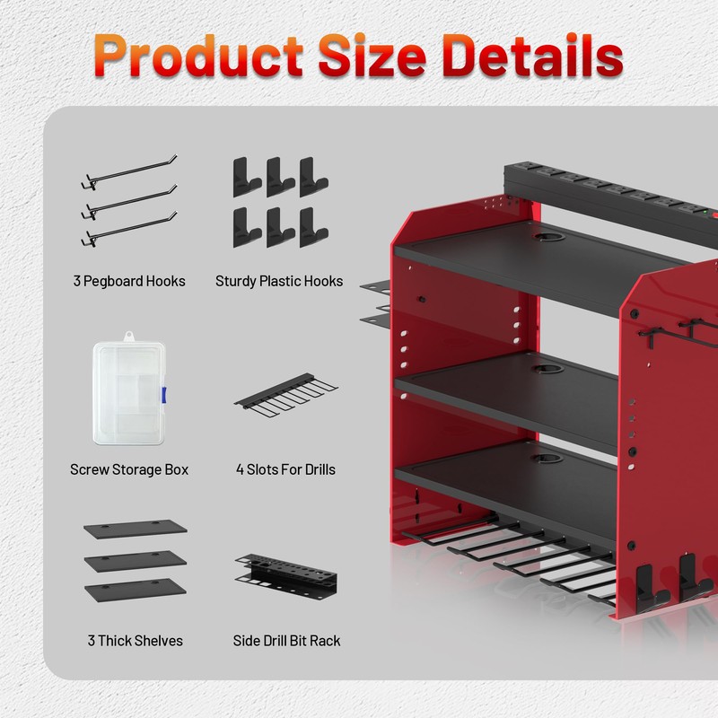 Power Tool Organizer Wall Mount with Charging Station, Garage 4