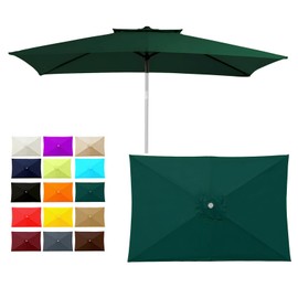 GLDDFDG Outdoor Patio Umbrella Replacement Canopy 6 Ribs, 6.5X10 Ft Rectangular Patio Umbrellas Replacement Canopy for Market Table Parasol Top Cover - Heavy Duty Polyester Fabric (Canopy Only),Green
