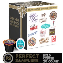 Perfect Samplers Coffee Pods Variety Pack, Bold and Dark Roast Coffee, Single Serve Cups for Keurig K-Cup Machines - Robust Assortment, 20 Count