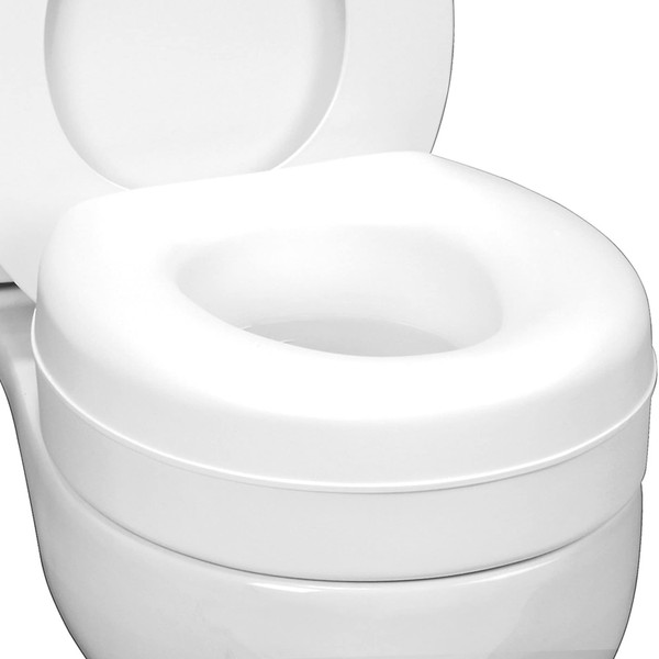 HealthSmart Raised Toilet Seat Riser That Fits Most Standard (Round) Toilet Bowls for Enhanced Comfort and Elevation with Slip Resistant Pads, FSA HSA Eligible, 15.7 x 15.2 x 6.1"