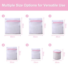 ‌Laundry Bags 6 Packs - ChefHoablorn Pink Mesh Washing Bags for Delicates & Travel, Reusable Garment Protector with Zipper for Machine Wash (Small to XL, 6 Sizes)