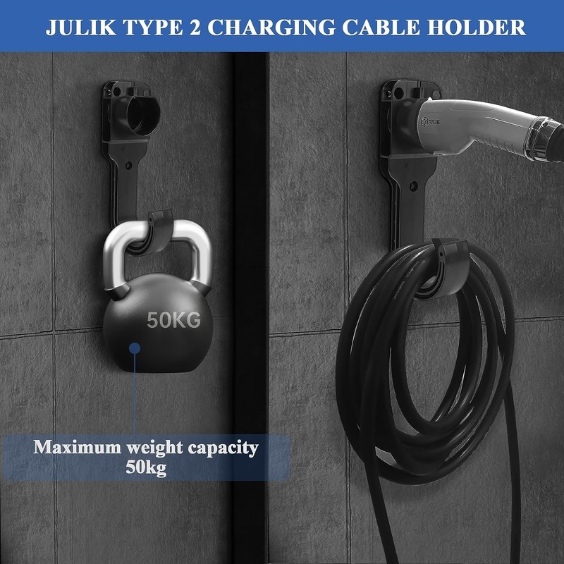 JULIK Type 2 Wall Mount Wallbox EV Charger Holder Cable