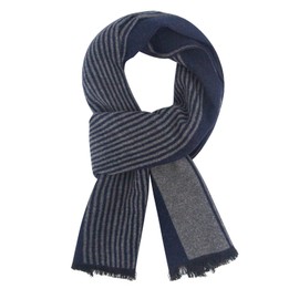 DiaryLook Men's Autumn Cotton Checked Scarf Winter Spring Autumn Boys Warm Long Scarf with Luxurious, Stripe Navy