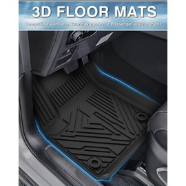 Mixsuper Floor Mats for Jeep Wagoneer/Grand Wagoneer 2022-2024, Trim Fit for 7/8 Passenger, All Weather Floor Liners Durable 3 Row Set Black