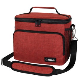 OPUX Insulated Lunch Bag for Men Women, Soft Lunch Box for Office Work School Picnic, Leakproof Lunch Cooler Bag with Shoulder Strap for Kid Adult Boy Girl, Medium Lunchbox Lunch Tote (Heather Red)