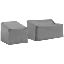 Crosley Furniture Patio Furniture Covers, Waterproof 2-Piece Cover Set for Outdoor Chair and Loveseat, Gray