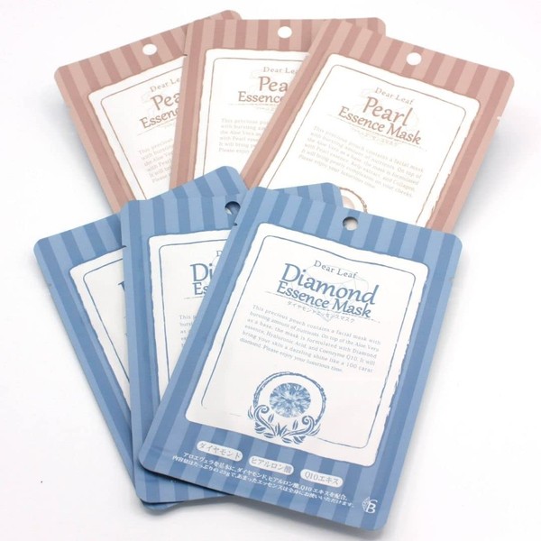 Sanyo Bussan Dear Leaf Essential Face Mask, Moisturizing, 3 Extracts, Natural Mask Sheets, 14 Sheets