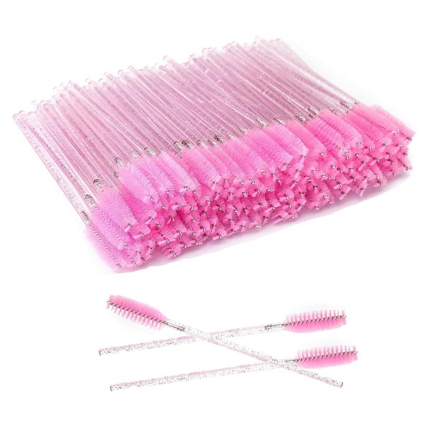 100 Stück Wimpernbürste, Wimpernbürstchen, Wimpern Bürstchen, Einweg-Kristall-Augenpinsel, für Wimpernverlängerungen, Augenbrauenkonturen