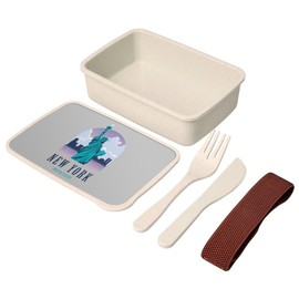 Fabulous Lunch Box Grey New York United States Illustration Statue Statue of Liberty 700ml